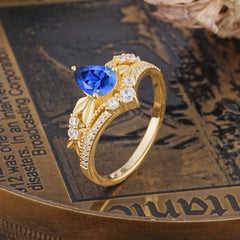 Nature-Inspired Pear-Cut Sapphire Engagement Ring