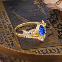 Nature-Inspired Pear-Cut Sapphire Engagement Ring
