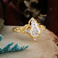 Antique Nature Inspired Coffin-Cut Lab Diamond Engagement Ring