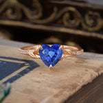 Vintage 3-Prong Heart-Cut Sapphire Engagement Ring - Romalar Jewelry