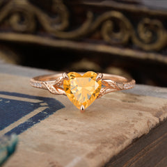 Vintage 3-Prong Heart-Cut Citrine Engagement Ring