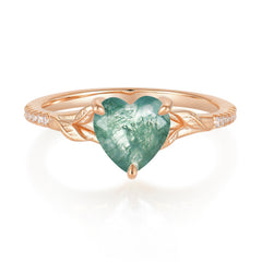 Vintage 3-Prong Heart-Cut Natural Moss Agate Engagement Ring