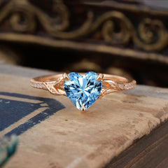 Vintage 3-Prong Heart-Cut Aquamarine Engagement Ring
