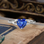 Vintage 3-Prong Heart-Cut Sapphire Engagement Ring - Romalar Jewelry