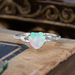 Vintage 3-Prong Heart-Cut Natural Opal Engagement Ring