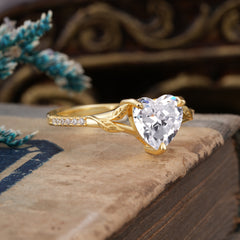 Vintage 3-Prong Heart-Cut Moissanite Engagement Ring