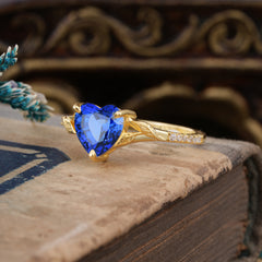 Vintage 3-Prong Heart-Cut Sapphire Engagement Ring