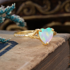 Vintage 3-Prong Heart-Cut Natural Opal Engagement Ring