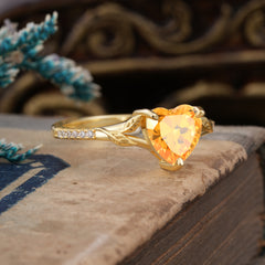 Vintage 3-Prong Heart-Cut Citrine Engagement Ring