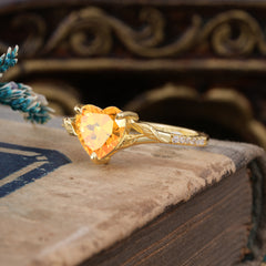 Vintage 3-Prong Heart-Cut Citrine Engagement Ring
