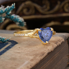 Vintage 3-Prong Heart-Cut Tanzanite Engagement Ring