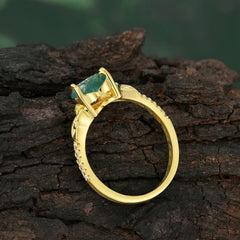 Vintage 3-Prong Heart-Cut Natural Moss Agate Engagement Ring