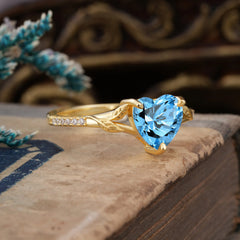 Vintage 3-Prong Heart-Cut Aquamarine Engagement Ring