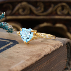 Vintage 3-Prong Heart-Cut Natural Aquamarine Engagement Ring