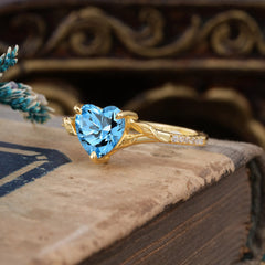 Vintage 3-Prong Heart-Cut Aquamarine Engagement Ring