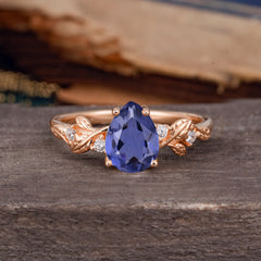 Pear Shaped Nature-Inspired Women's Tanzanite Engagement Ring