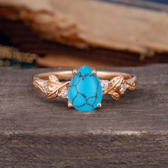 Pear Shaped Natural Women's Turquoise Engagement Ring