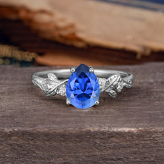 Pear Shaped Nature-Inspired Women's Sapphire Engagement Ring