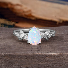 Pear Shaped Natural Women's Opal Engagement Ring