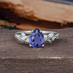 Pear Shaped Nature-Inspired Women's Tanzanite Engagement Ring