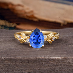 Pear Shaped Nature-Inspired Women's Sapphire Engagement Ring
