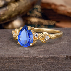 Pear Shaped Nature-Inspired Women's Sapphire Engagement Ring