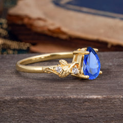 Pear Shaped Nature-Inspired Women's Sapphire Engagement Ring