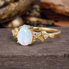 Pear Shaped Natural Women's Opal Engagement Ring