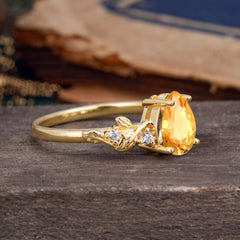 Pear Shaped Nature-Inspired Women's Citrine Engagement Ring