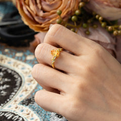 Pear Shaped Nature-Inspired Women's Citrine Engagement Ring