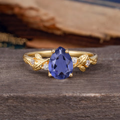 Pear Shaped Nature-Inspired Women's Tanzanite Engagement Ring