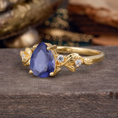 Pear Shaped Nature-Inspired Women's Tanzanite Engagement Ring