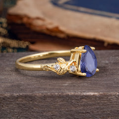 Pear Shaped Nature-Inspired Women's Tanzanite Engagement Ring