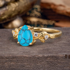Pear Shaped Natural Women's Turquoise Engagement Ring