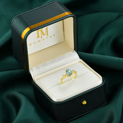 Pear Shaped Natural Women's Moss Agate Engagement Ring