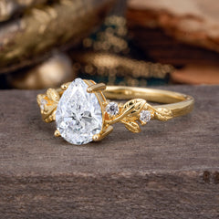 Pear Shaped Natural Women's Lab Diamond Engagement Ring