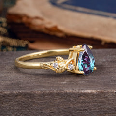 Pear Shaped Natural Women's Alexandrite Engagement Ring