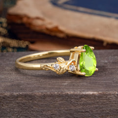 Pear Shaped Nature-Inspired Women's Peridot Engagement Ring