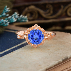 Classic Vintage 4-Prong Round Sapphire Engagement Ring