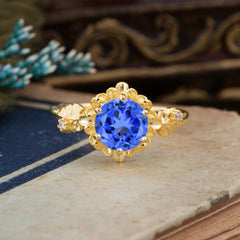 Classic Vintage 4-Prong Round Sapphire Engagement Ring