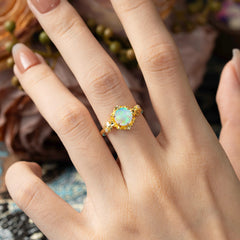 Classic Vintage 4-Prong Round Natural Opal Engagement Ring