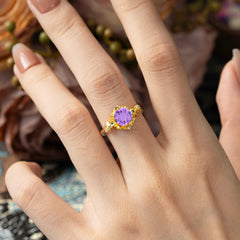 Classic Vintage 4-Prong Round Amethyst Engagement Ring