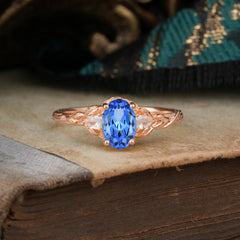 Timeless Classic Nature-Inspired 4-Prong Oval-Cut Sapphire Engagement Ring