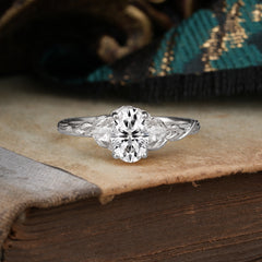 Timeless Classic Nature-Inspired 4-Prong Oval-Cut Lab Diamond Engagement Ring