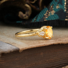 Timeless Classic Nature-Inspired 4-Prong Oval-Cut Citrine Engagement Ring