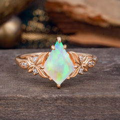 Luxe Vintage 4 Prong Kite-Cut Natural Opal Engagement Ring