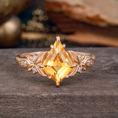 Luxe Vintage 4 Prong Kite-Cut Citrine Engagement Ring