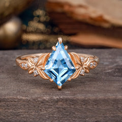 Luxe Vintage 4 Prong Kite-Cut Aquamarine Engagement Ring