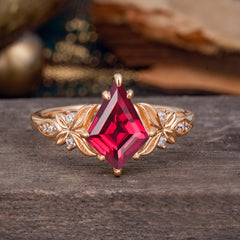 Luxe Vintage 4 Prong Kite-Cut Natural Ruby Engagement Ring