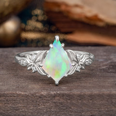 Luxe Vintage 4 Prong Kite-Cut Natural Opal Engagement Ring